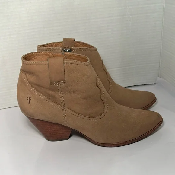 Frye Womens Reina Ash Leather Western Pointed Toe Booties Ankle Boots Size 8.5 - Picture 3 of 12
